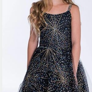 ZOELTD Elegant Black and Gold Kids Dress